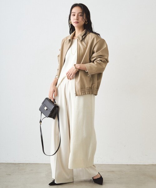 LOUNGEDRESS（ラウンジドレス）の「フェイクレザージャケット（その他アウター・レディース・ベージュ/ブラック・FREE）」の10枚目の写真