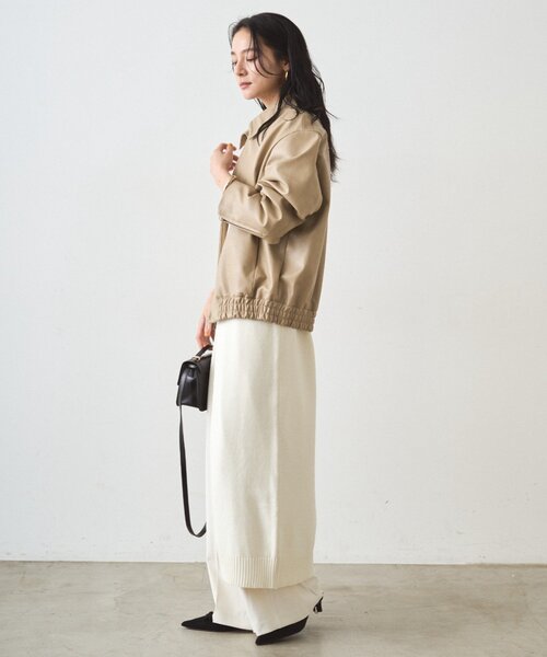 LOUNGEDRESS（ラウンジドレス）の「フェイクレザージャケット（その他アウター・レディース・ベージュ/ブラック・FREE）」の12枚目の写真