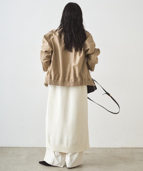 LOUNGEDRESS（ラウンジドレス）の「フェイクレザージャケット（その他アウター・レディース・ベージュ/ブラック・FREE）」の13枚目の写真