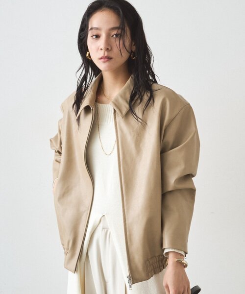 LOUNGEDRESS（ラウンジドレス）の「フェイクレザージャケット（その他アウター・レディース・ベージュ/ブラック・FREE）」の20枚目の写真