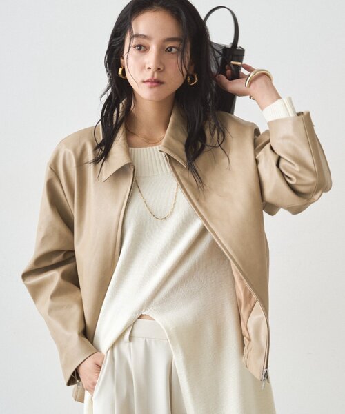 LOUNGEDRESS（ラウンジドレス）の「フェイクレザージャケット（その他アウター・レディース・ベージュ/ブラック・FREE）」の21枚目の写真