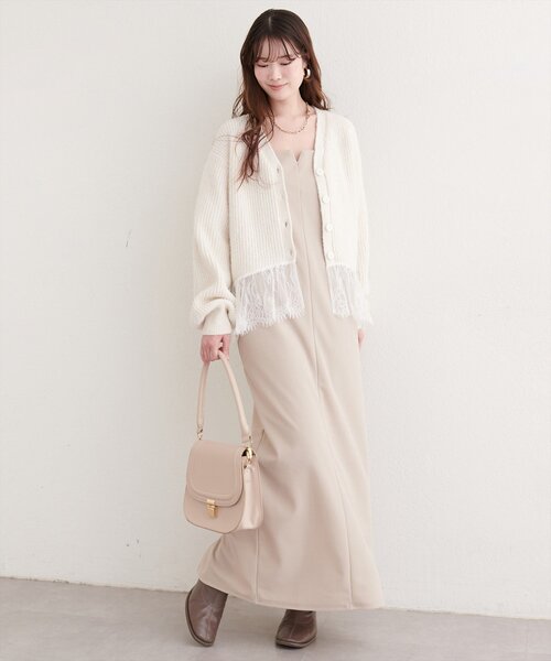 natural couture(ナチュラルクチュール)の「裾レースカーディガン(ニット/セーター・レディース・ブラック/オフホワイト/モカ/ネイビー・FREE)」の9枚目の写真