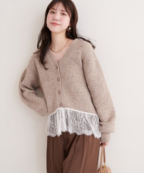 natural couture(ナチュラルクチュール)の「裾レースカーディガン(ニット/セーター・レディース・ブラック/オフホワイト/モカ/ネイビー・FREE)」の17枚目の写真
