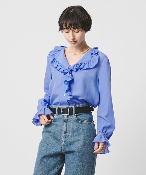 UNITED ARROWS（ユナイテッドアローズ）の「フリルカラー 2WAY ブラウス ‐ウォッシャブル‐（シャツ/ブラウス・レディース・オフホワイト/その他1/ライトブルー・FREE）」の13枚目の写真