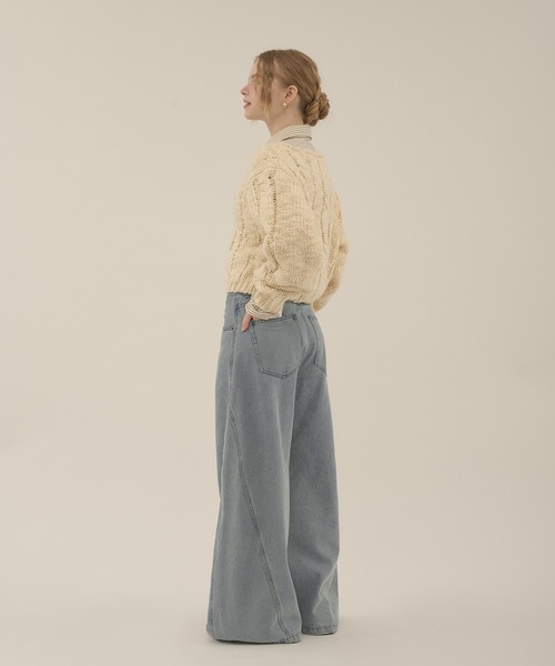 hazyl（ヘイジル）の「low rise wide denim / ローライズワイドデニム（デニムパンツ・レディース・ライトブルー/グレー・MEDIUM/SMALL）」の5枚目の写真