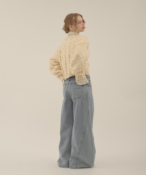 hazyl（ヘイジル）の「low rise wide denim / ローライズワイドデニム（デニムパンツ・レディース・ライトブルー/グレー・MEDIUM/SMALL）」の8枚目の写真