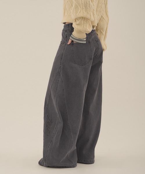 hazyl（ヘイジル）の「low rise wide denim / ローライズワイドデニム（デニムパンツ・レディース・ライトブルー/グレー・MEDIUM/SMALL）」の10枚目の写真