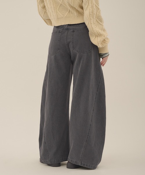 hazyl（ヘイジル）の「low rise wide denim / ローライズワイドデニム（デニムパンツ・レディース・ライトブルー/グレー・MEDIUM/SMALL）」の12枚目の写真