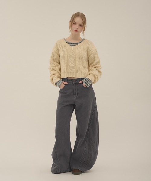 hazyl（ヘイジル）の「low rise wide denim / ローライズワイドデニム（デニムパンツ・レディース・ライトブルー/グレー・MEDIUM/SMALL）」の14枚目の写真