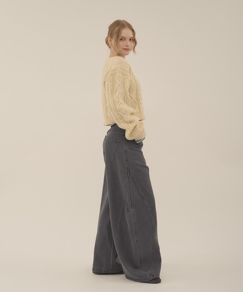 hazyl（ヘイジル）の「low rise wide denim / ローライズワイドデニム（デニムパンツ・レディース・ライトブルー/グレー・MEDIUM/SMALL）」の19枚目の写真