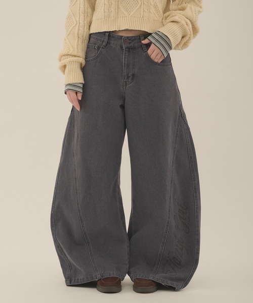 hazyl(ヘイジル)の「side stitch wide denim / サイドステッチワイドデニム(デニムパンツ・レディース・ライトブルー/グレー・MEDIUM/SMALL)」の10枚目の写真