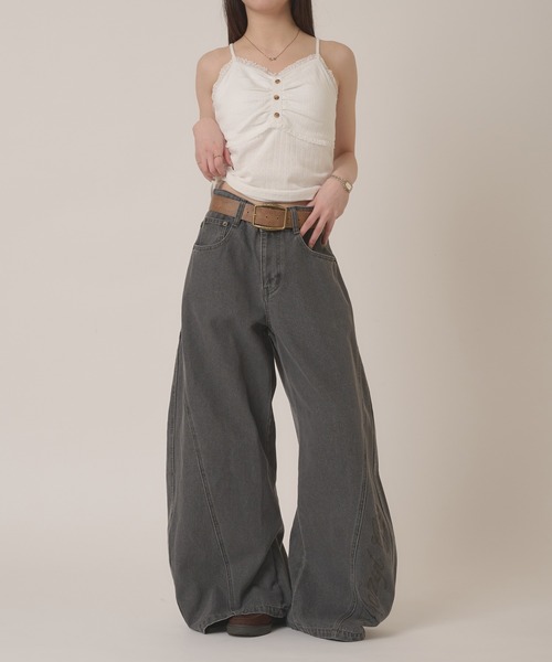 hazyl(ヘイジル)の「side stitch wide denim / サイドステッチワイドデニム(デニムパンツ・レディース・ライトブルー/グレー・MEDIUM/SMALL)」の8枚目の写真