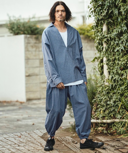 CAMBIO（カンビオ）の「mp14479- コットンリネンストライプバルーンパンツ(CMB-R0194)（その他パンツ・メンズ・キナリ/ブルー/ブラック・S/L/M）」の11枚目の写真