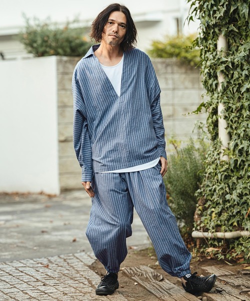 CAMBIO（カンビオ）の「mp14479- コットンリネンストライプバルーンパンツ(CMB-R0194)（その他パンツ・メンズ・キナリ/ブルー/ブラック・S/L/M）」の13枚目の写真