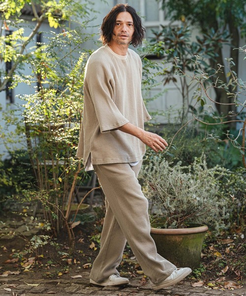 mp14466- Snow Wash Big Waffle Easy Wide Pants スノーウォッシュ