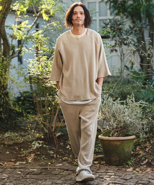 mp14466- Snow Wash Big Waffle Easy Wide Pants スノーウォッシュ