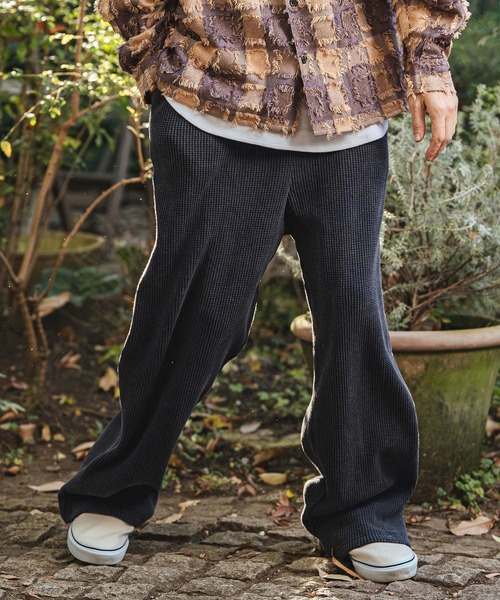 パンツ MON moment+｜センタープレスハイウエストツータックスラックスセミワイド