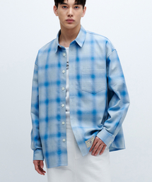 RIA CHECK SHIRT (SHUTTLE NOTE)-BLUE