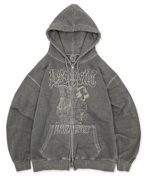 DEFYCLUBROBBERS(ディファイクラブロバース)の「Doom and Gloom Hoodie Zip-Up (Pigment Charcoal)(パーカー・レディース・その他・MEDIUM/LARGE)」の1枚目の写真