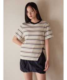 PEEP（ピープ）の「リビエラストライプトグル半袖Tシャツ_アイボリー（Tシャツ/カットソー）」