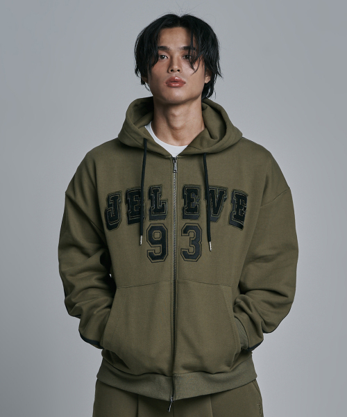 JELEVE(ジェイエルブ)の「ラインアーチロゴフードパーカージップアップ(ジャージ・メンズ・ブラック/ネイビー/グレー/オリーブ・SMALL/MEDIUM/LARGE/X-LARGE)」の8枚目の写真