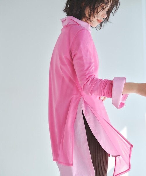 uncrave(アンクレイヴ)の「コットンクロスプレーン BIGシャツ(シャツ/ブラウス・レディース・サックスブルー系/ピンク系/ホワイト系/ブラック系・1)」の9枚目の写真