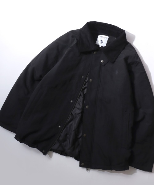 U.S. POLO ASSN.（ユーエスポロアッスン）の「U.S. POLO ASSN./ユーエスポロアッスン 別注 Hunting Jacket/オーバーサイズ ナイロン 襟コーデュロイ ハンティングジャケット/ブルゾン/レディース メンズ（ブルゾン・メンズ・ブラック/ネイビー/カーキ・LL/L/M）」の2枚目の写真