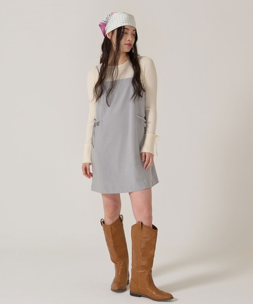 TINA:JOJUN(ティーナジョジュン)の「ウエストリボン キャミソール ワンピース TINA:JOJUN(ワンピース・レディース・ブルーグレー/ライトグレー・M)」の1枚目の写真