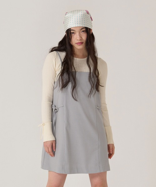 TINA:JOJUN(ティーナジョジュン)の「ウエストリボン キャミソール ワンピース TINA:JOJUN(ワンピース・レディース・ブルーグレー/ライトグレー・M)」の9枚目の写真