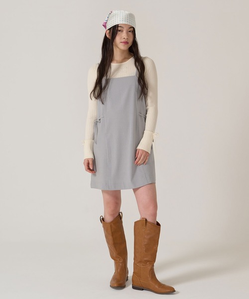 TINA:JOJUN(ティーナジョジュン)の「ウエストリボン キャミソール ワンピース TINA:JOJUN(ワンピース・レディース・ブルーグレー/ライトグレー・M)」の19枚目の写真