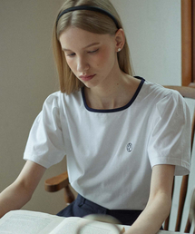Neckline Puff Sleeve T-shirt - White