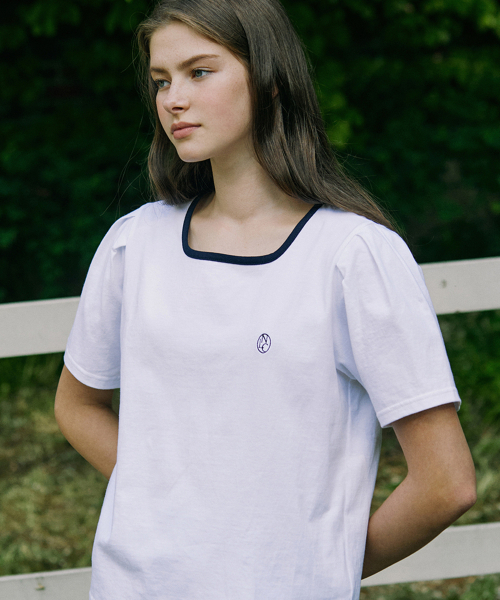 NONLOCAL(ノンローカル)の「Neckline Puff Sleeve T-shirt - White(Tシャツ/カットソー・レディース・その他・FREE)」の2枚目の写真