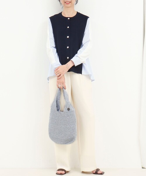 NOLLEY’S（ノーリーズ）の「メタリックコード編みトートバッグ（トートバッグ・レディース・シルバー/ネイビー・FREE）」の4枚目の写真