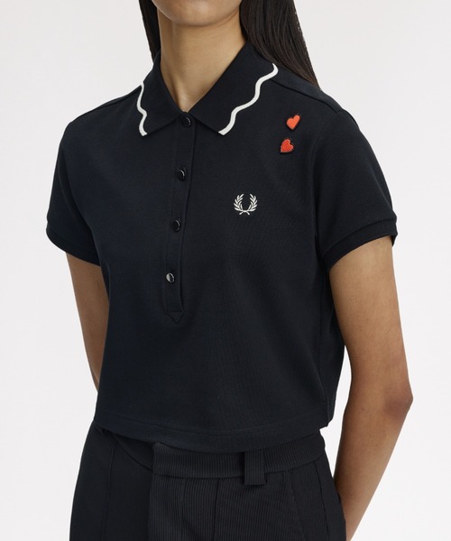 美品　新品同様　フレッドペリー半袖ポロシャツ エイミーワインハウスコラボ Amy Winehouse Scalloped Trim Polo Shirt／エイミー・ワインハウス