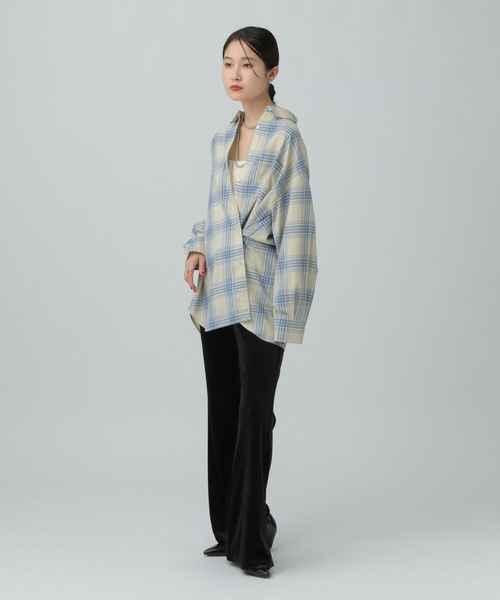 LEPSIM（レプシィム）の「カシュクールチェックシャツ　630187（シャツ/ブラウス・レディース・ベージュ/グリーン・FREE）」の6枚目の写真