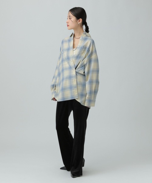 LEPSIM（レプシィム）の「カシュクールチェックシャツ　630187（シャツ/ブラウス・レディース・ベージュ/グリーン・FREE）」の7枚目の写真