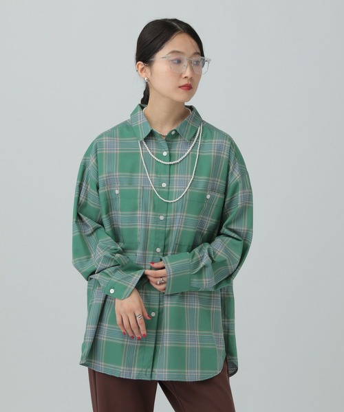 LEPSIM（レプシィム）の「カシュクールチェックシャツ　630187（シャツ/ブラウス・レディース・ベージュ/グリーン・FREE）」の8枚目の写真