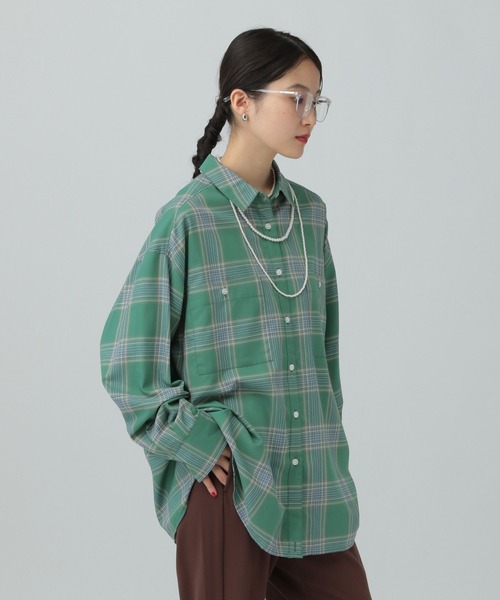 LEPSIM（レプシィム）の「カシュクールチェックシャツ　630187（シャツ/ブラウス・レディース・ベージュ/グリーン・FREE）」の9枚目の写真