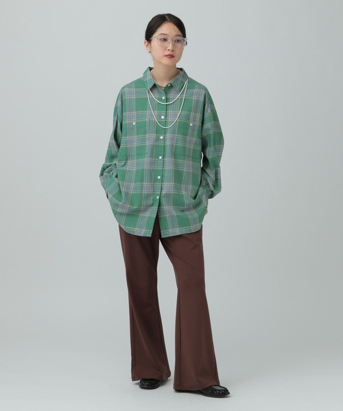 LEPSIM（レプシィム）の「カシュクールチェックシャツ　630187（シャツ/ブラウス・レディース・ベージュ/グリーン・FREE）」の13枚目の写真