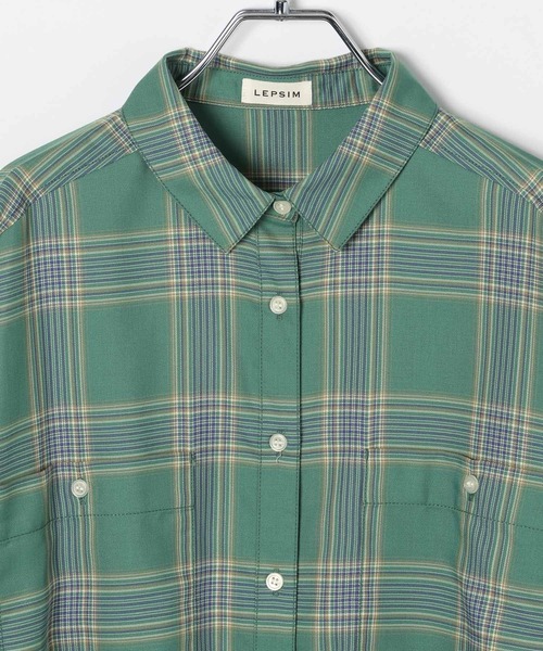 LEPSIM（レプシィム）の「カシュクールチェックシャツ　630187（シャツ/ブラウス・レディース・ベージュ/グリーン・FREE）」の17枚目の写真