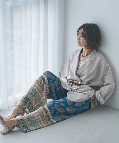 Remind me and forever(リマインドミーアンドフォーエバー)の「【nane】エスニック柄イージーパンツ(その他パンツ・レディース・ブラック/グリーン・FREE)」の4枚目の写真