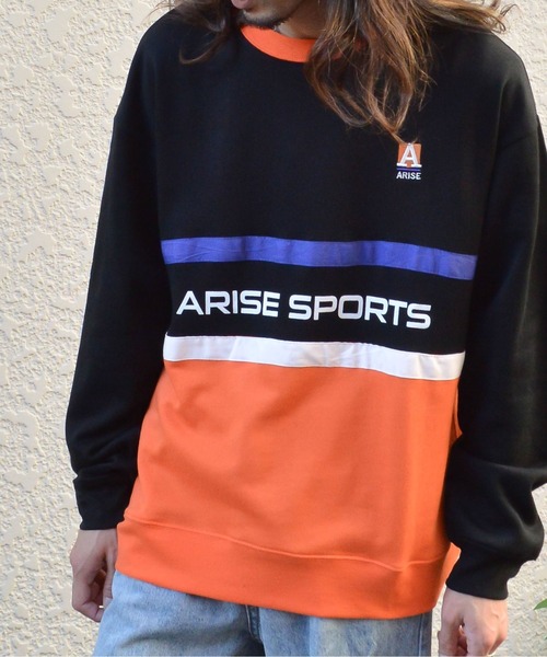 MODISH GAZE(モディシュガゼ)の「バイカラー切替スウェット(スウェット・メンズ・ネイビー/ブラック・LARGE)」の1枚目の写真