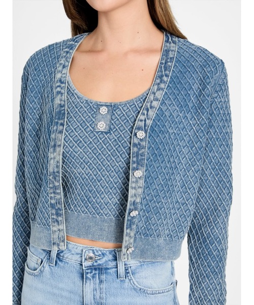 Guess（ゲス）の「Long Sleeves V-neck Lylah Cardi Sweater カーディガン  （ニット/セーター・レディース・クリーム/グレー・SMALL/MEDIUM/X-SMALL）」の5枚目の写真