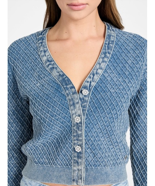 Guess（ゲス）の「Long Sleeves V-neck Lylah Cardi Sweater カーディガン  （ニット/セーター・レディース・クリーム/グレー・SMALL/MEDIUM/X-SMALL）」の6枚目の写真