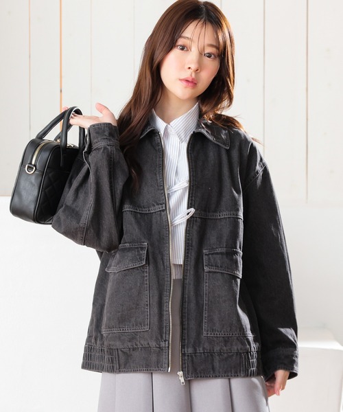 Honeys（ハニーズ）の「ゆるＧジャン（デニムジャケット・レディース・グレー/インディゴブルー/ブルー系その他・L/LL/M）」の2枚目の写真