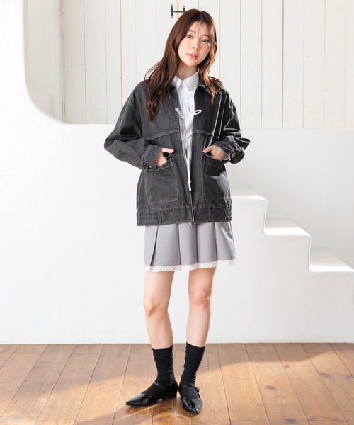 Honeys（ハニーズ）の「ゆるＧジャン（デニムジャケット・レディース・グレー/インディゴブルー/ブルー系その他・L/LL/M）」の6枚目の写真