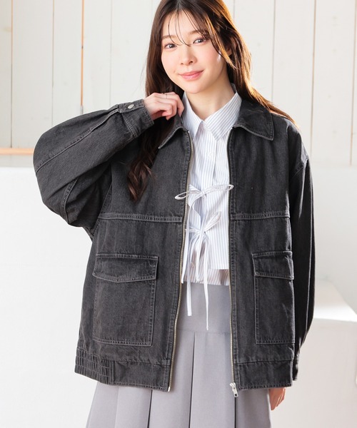 Honeys（ハニーズ）の「ゆるＧジャン（デニムジャケット・レディース・グレー/インディゴブルー/ブルー系その他・L/LL/M）」の7枚目の写真