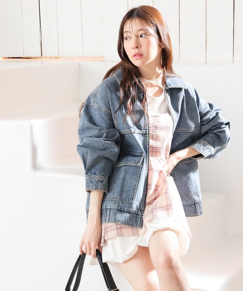 Honeys（ハニーズ）の「ゆるＧジャン（デニムジャケット・レディース・グレー/インディゴブルー/ブルー系その他・L/LL/M）」の10枚目の写真