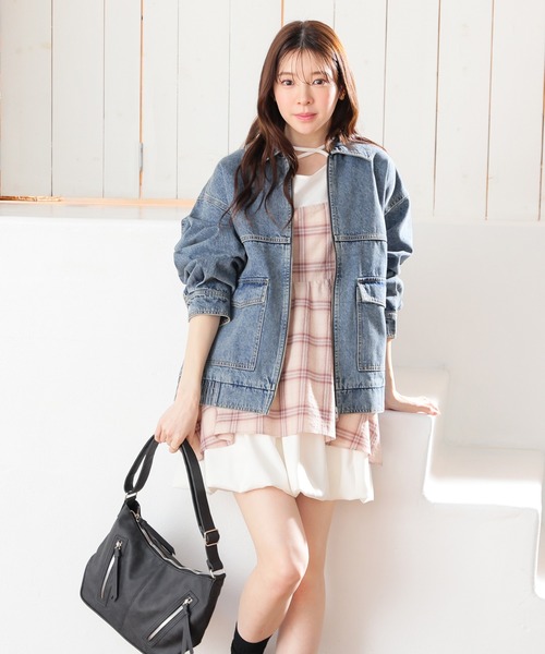 Honeys（ハニーズ）の「ゆるＧジャン（デニムジャケット・レディース・グレー/インディゴブルー/ブルー系その他・L/LL/M）」の11枚目の写真