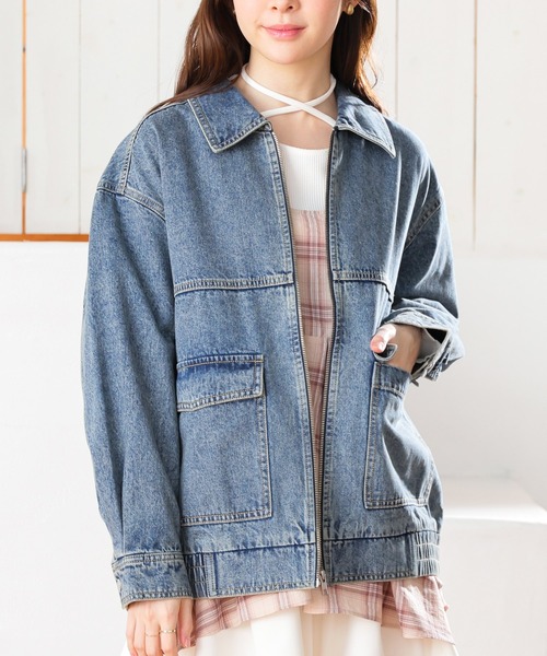 Honeys（ハニーズ）の「ゆるＧジャン（デニムジャケット・レディース・グレー/インディゴブルー/ブルー系その他・L/LL/M）」の12枚目の写真